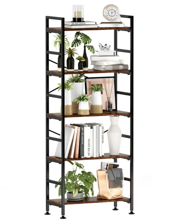 Industrial 5-Tier Bookshelf