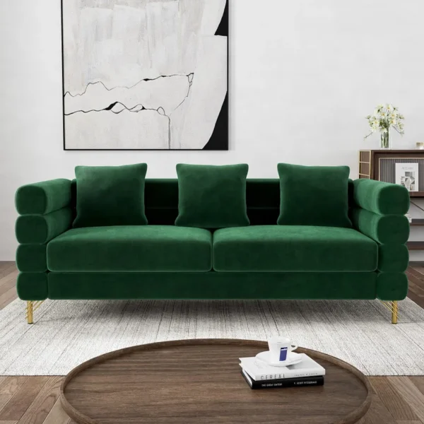 Modern Velvet 3-Seater Sofa